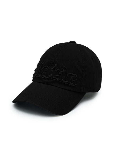 MATIN KIM MATIN KIM ROUGH CUT APPLIQUE BALL CAP IN BLACK