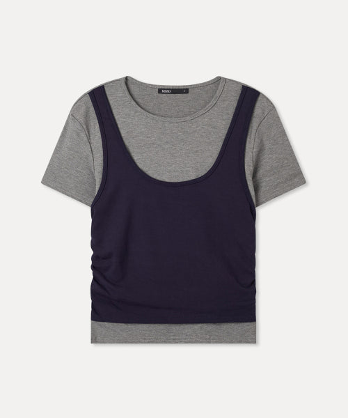 MIXXO MIXXO T-Shirt Shirring Layered Short Sleeve