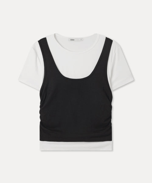 MIXXO MIXXO T-Shirt Shirring Layered Short Sleeve