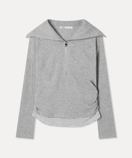 MIXXO MIXXO T-Shirt Striped Layered Zip-Up