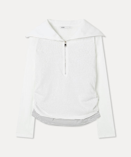 MIXXO MIXXO T-Shirt Striped Layered Zip-Up