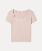 MIXXO MIXXO Knitwear Pointel Lace Short Sleeve