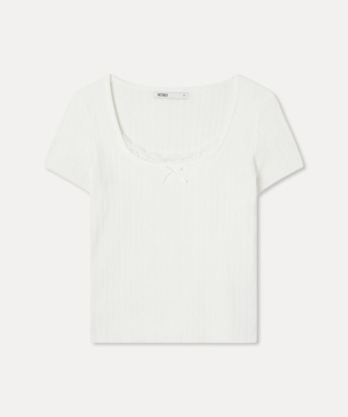 MIXXO MIXXO Knitwear Pointel Lace Short Sleeve