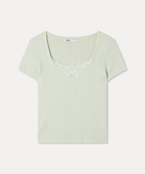 MIXXO MIXXO Knitwear Pointel Lace Short Sleeve
