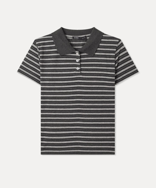 MIXXO MIXXO T-Shirt Collar Striped Short Sleeve