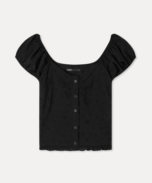 MIXXO MIXXO Eyelet Flee Blouse - C