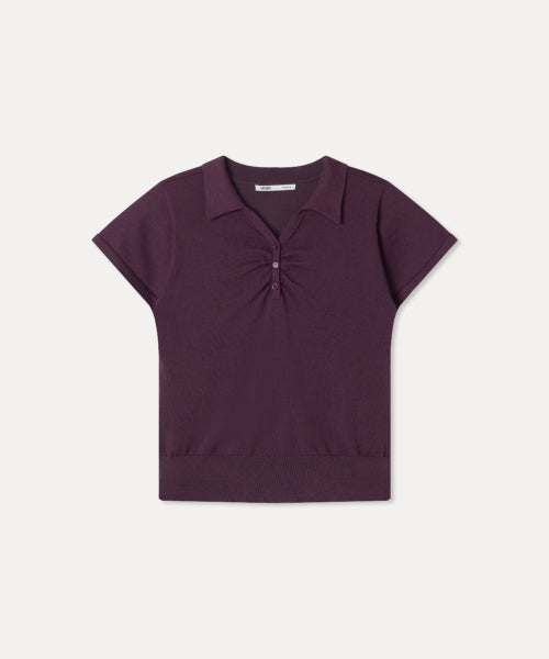 MIXXO MIXXO Knitwear Open Collar Button Short Sleeve