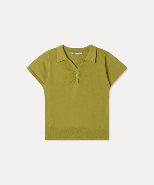 MIXXO MIXXO Knitwear Open Collar Button Short Sleeve