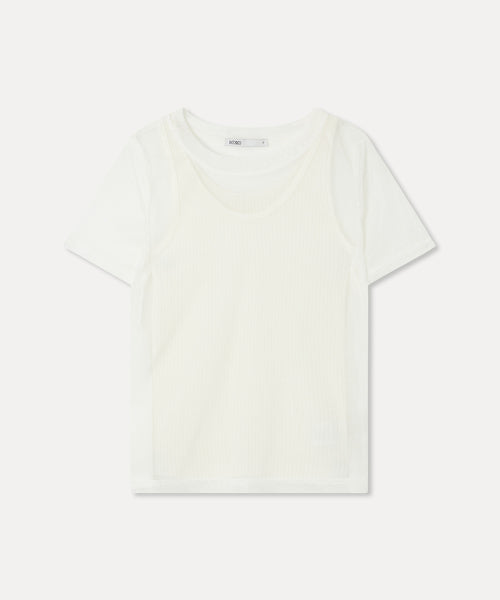 MIXXO MIXXO T-Shirt Mesh Layered Short Sleeve (C)