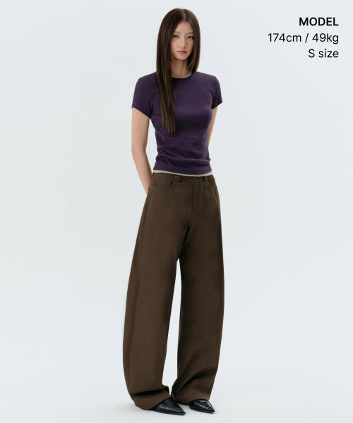 MUSINSA STANDARD WOMAN MUSINSA STANDARD WOMAN T-Shirt Slim Crew Neck [Dark Purple]