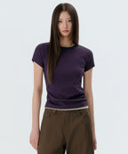 MUSINSA STANDARD WOMAN MUSINSA STANDARD WOMAN T-Shirt Slim Crew Neck [Dark Purple]