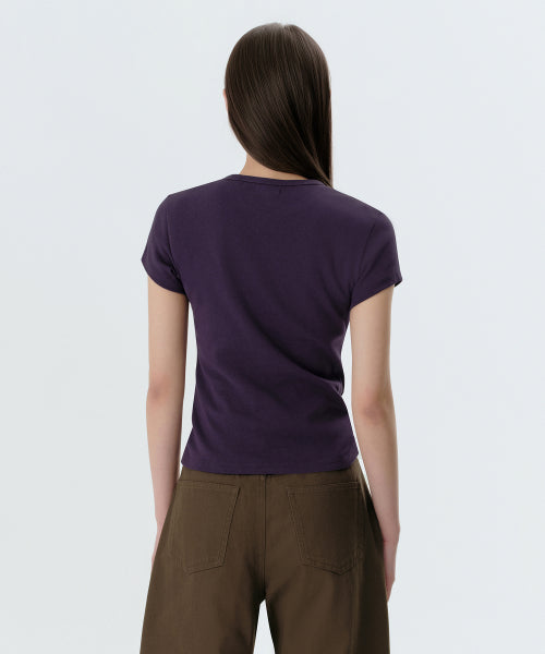 MUSINSA STANDARD WOMAN MUSINSA STANDARD WOMAN T-Shirt Slim Crew Neck [Dark Purple]