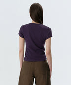 MUSINSA STANDARD WOMAN MUSINSA STANDARD WOMAN T-Shirt Slim Crew Neck [Dark Purple]