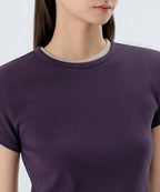 MUSINSA STANDARD WOMAN MUSINSA STANDARD WOMAN T-Shirt Slim Crew Neck [Dark Purple]