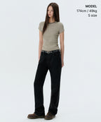 MUSINSA STANDARD WOMAN MUSINSA STANDARD WOMAN T-Shirt Slim Crew Neck [Khaki Beige]