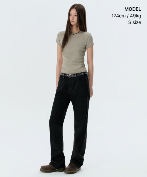 MUSINSA STANDARD WOMAN MUSINSA STANDARD WOMAN T-Shirt Slim Crew Neck [Khaki Beige]