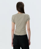 MUSINSA STANDARD WOMAN MUSINSA STANDARD WOMAN T-Shirt Slim Crew Neck [Khaki Beige]