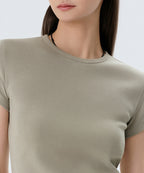 MUSINSA STANDARD WOMAN MUSINSA STANDARD WOMAN T-Shirt Slim Crew Neck [Khaki Beige]