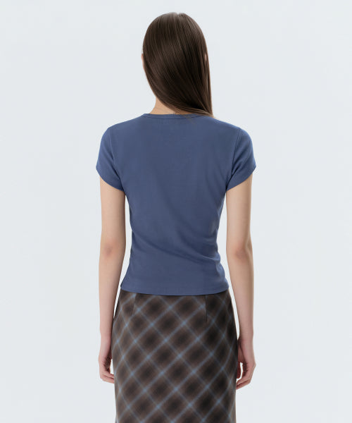 MUSINSA STANDARD WOMAN MUSINSA STANDARD WOMAN T-Shirt Slim Crew Neck [Dusty Blue]