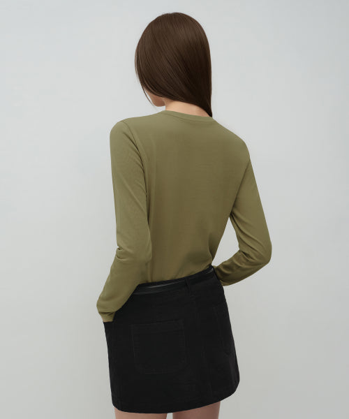 MUSINSA STANDARD WOMAN MUSINSA STANDARD WOMAN T-Shirt Flexible Crew Neck [Sage]