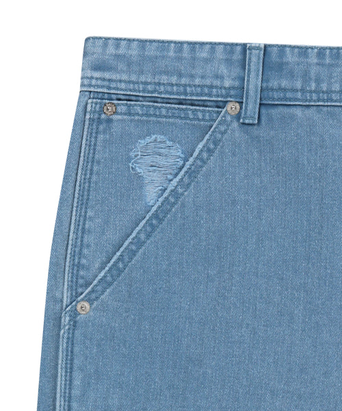 MATIN KIM MATIN KIM Heringbone Raw Cut Denim Shorts