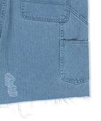 MATIN KIM MATIN KIM Heringbone Raw Cut Denim Shorts