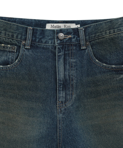 MATIN KIM MATIN KIM Carpenter Bermuda Denim Pants in Blue