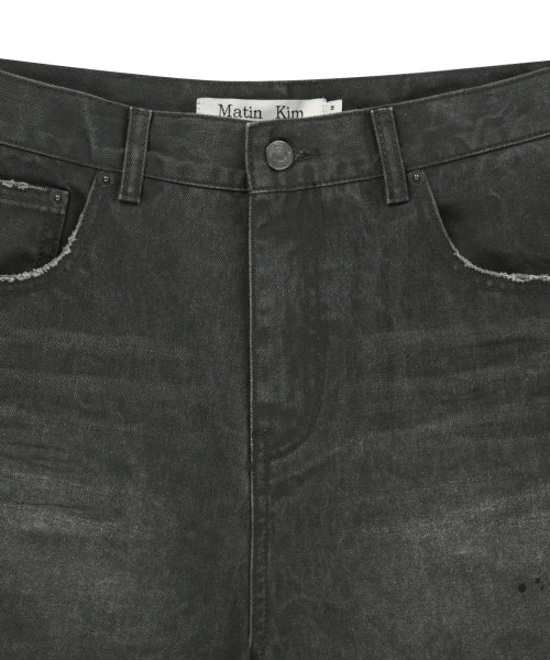 MATIN KIM MATIN KIM Carpenter Bermuda Denim Pants in Charcoal