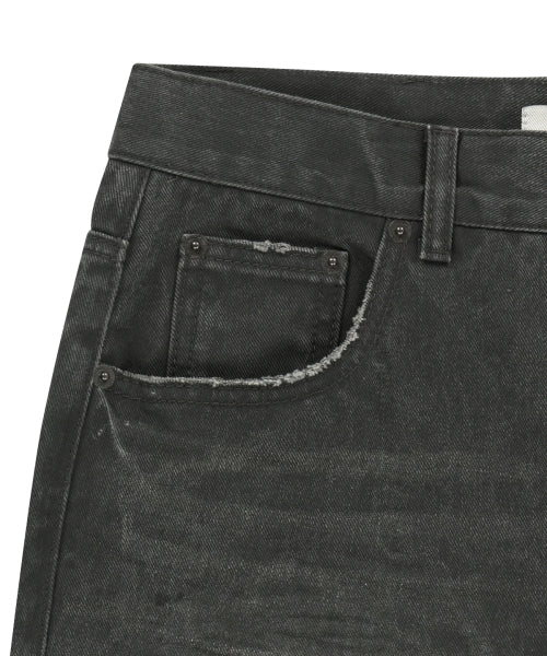 MATIN KIM MATIN KIM Carpenter Bermuda Denim Pants in Charcoal