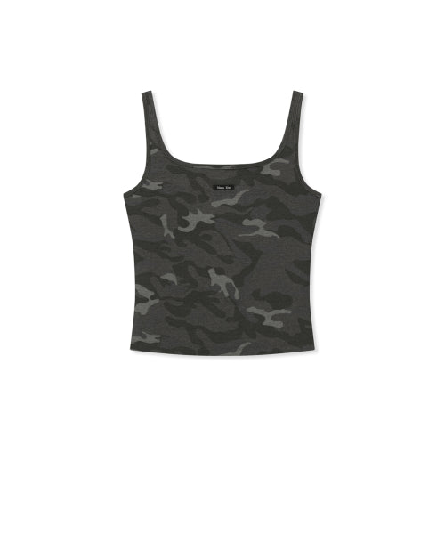 MATIN KIM MATIN KIM SQUARE NECK CROPPED TANK TOP (Charcoal)