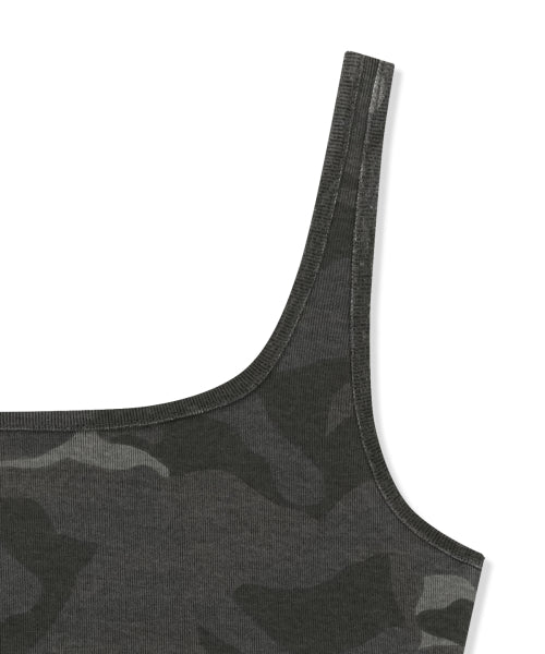 MATIN KIM MATIN KIM SQUARE NECK CROPPED TANK TOP (Charcoal)