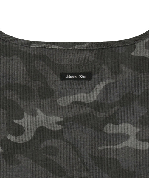 MATIN KIM MATIN KIM SQUARE NECK CROPPED TANK TOP (Charcoal)