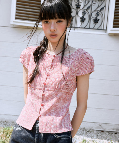 MIXXO MIXXO Gingham Check Blouse (Size M)