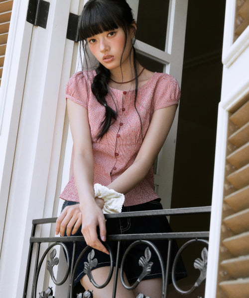 MIXXO MIXXO Gingham Check Blouse (Size M)
