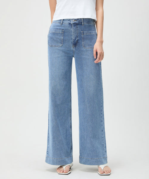 MIXXO MIXXO Pocket Wide Flare Denim Pants