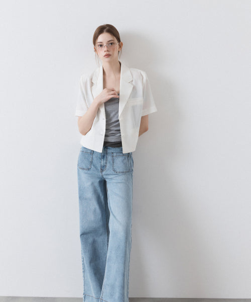 MIXXO MIXXO Pocket Wide Flare Denim Pants
