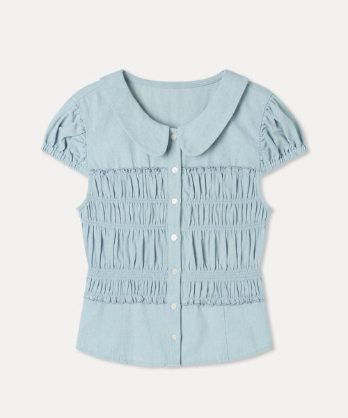 MIXXO MIXXO Shirt Round Collar Shirring
