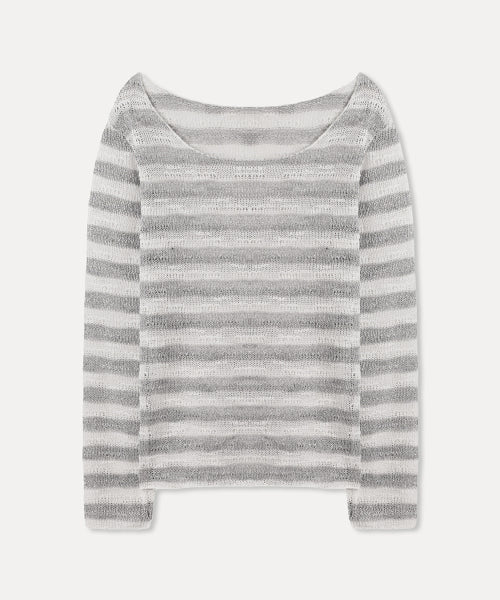 MIXXO MIXXO Boat Neck Striped Knit Sweater