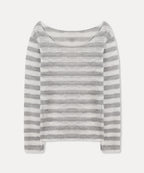 MIXXO MIXXO Boat Neck Striped Knit Sweater