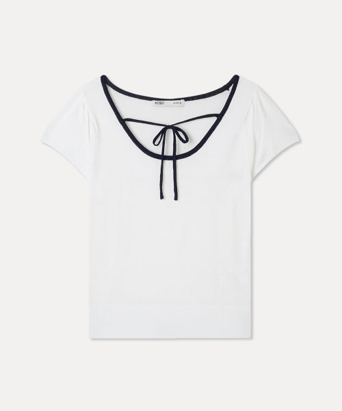 MIXXO MIXXO Knitwear Back Ribbon Point Short Sleeve
