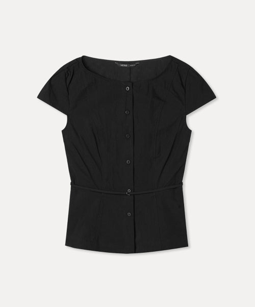 MIXXO MIXXO Shirt Boat Neck Belted Blouse