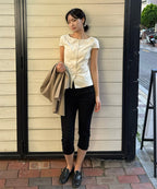 MIXXO MIXXO Shirt Boat Neck Belted Blouse