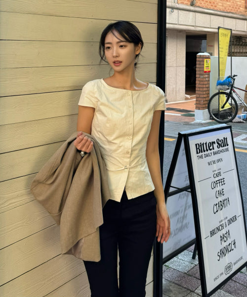 MIXXO MIXXO Shirt Boat Neck Belted Blouse