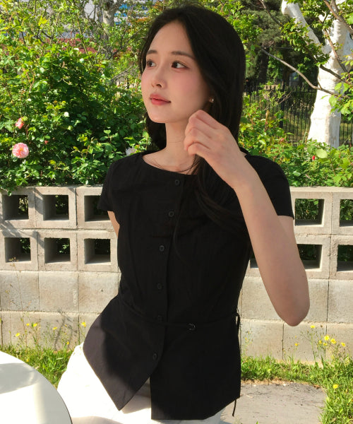 MIXXO MIXXO Shirt Boat Neck Belted Blouse