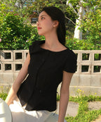 MIXXO MIXXO Shirt Boat Neck Belted Blouse
