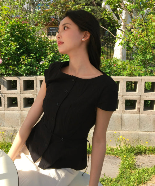 MIXXO MIXXO Shirt Boat Neck Belted Blouse