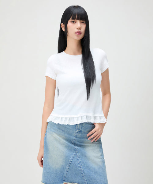 MIXXO MIXXO T-Shirt Hem Frill Short Sleeve
