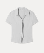 MIXXO MIXXO Shirt V-neck Slim Fit Tie Short Sleeve (C)