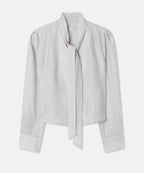 MIXXO MIXXO Semi-crop tie blouse C/S