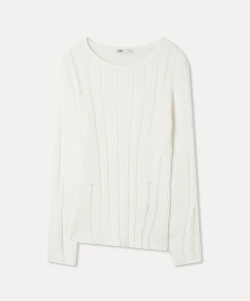 MIXXO MIXXO Damage Point Long Sleeve Knit - C